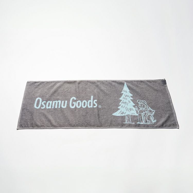 OSAMU GOODS】32×89 OSAMU GOODSコラボ巾着付きタオル（グレー