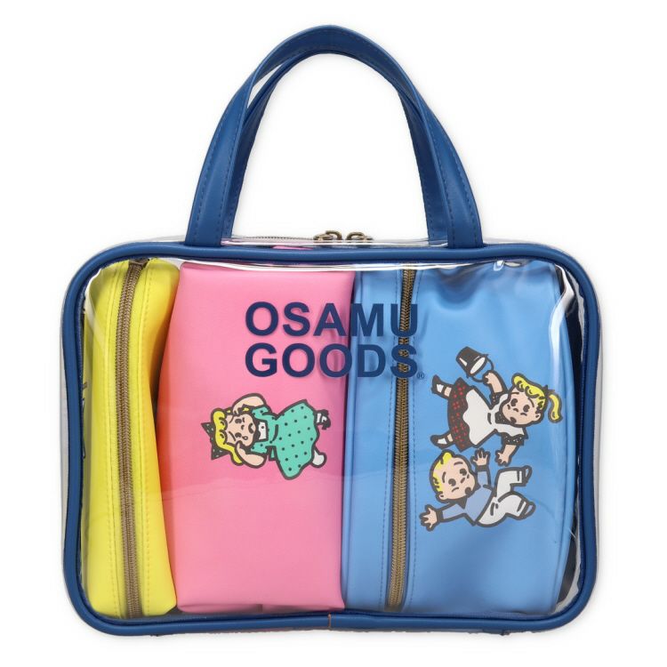 OSAMU GOODS】トラベルポーチセット（ブルー/イエロー/ピンク）7122
