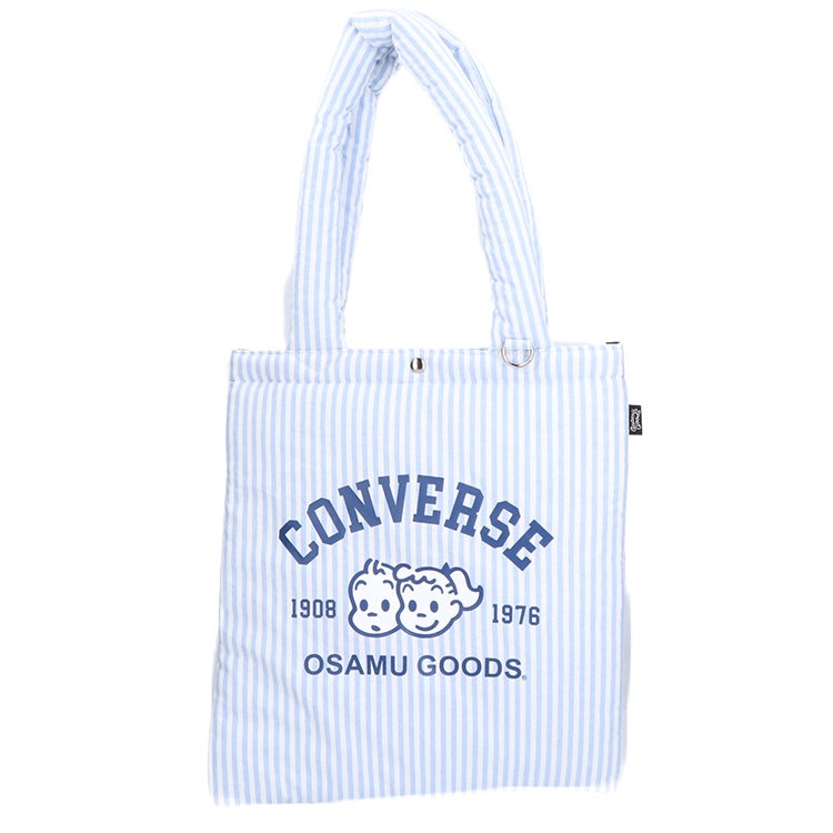 OSAMU GOODS】CONVERSE STRIPE PUFFING LUNCH TOTE（サックス