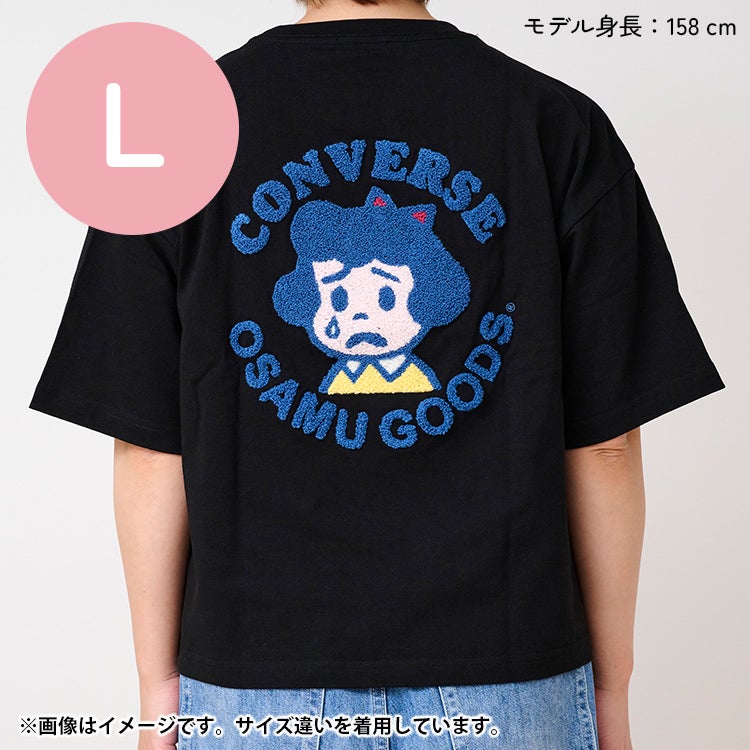 OSAMU GOODS】CONVERSE 天竺サガラ刺繍TシャツLサイズ（BETTY/BLACK